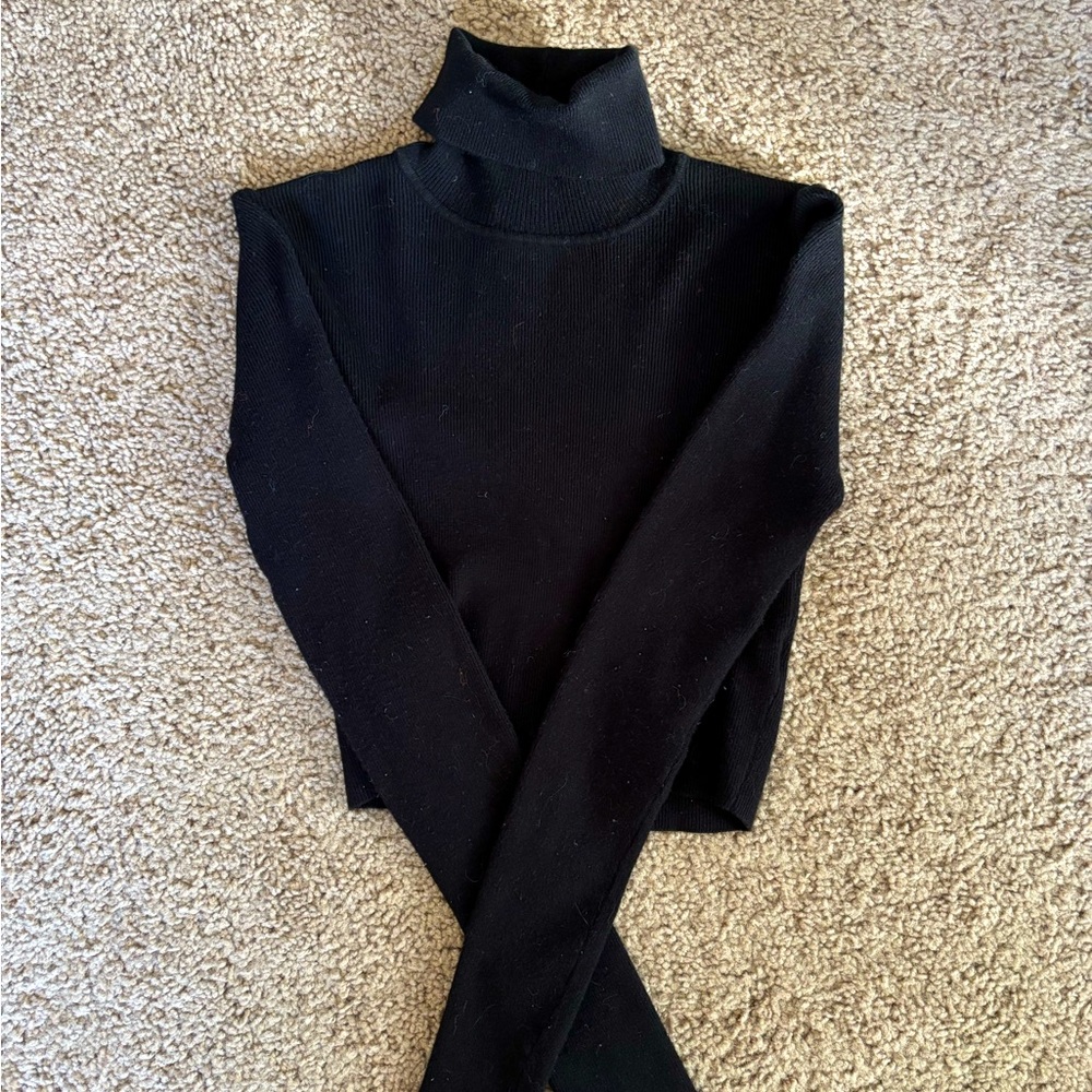 Forever 21 Black Turtleneck Crop Shirt